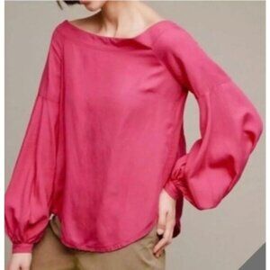 Anthropologie Floreat Hot Pink Mazza Off The Shoulder blouse size 12 top womens